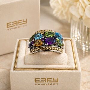 Effy 925 Sterling silver SMulticolor Gemstone Statement Ring SZ 9.5